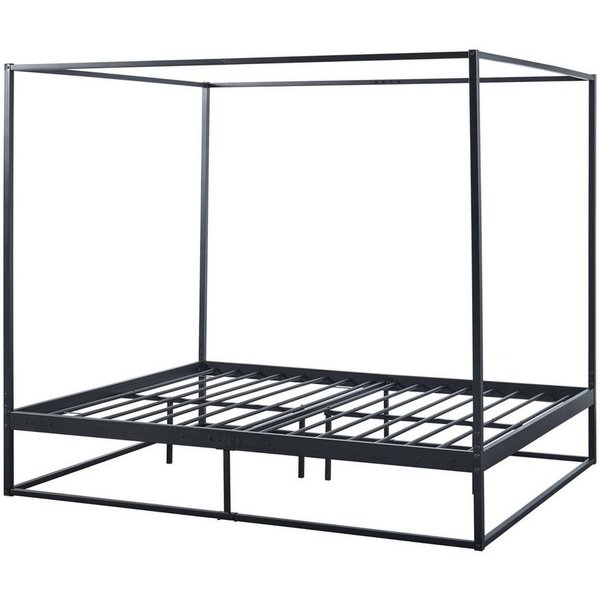 en.casa Himmelbett, »Kristianstad« mit Lattenrost Metall Schwarz 160 x 200 cm