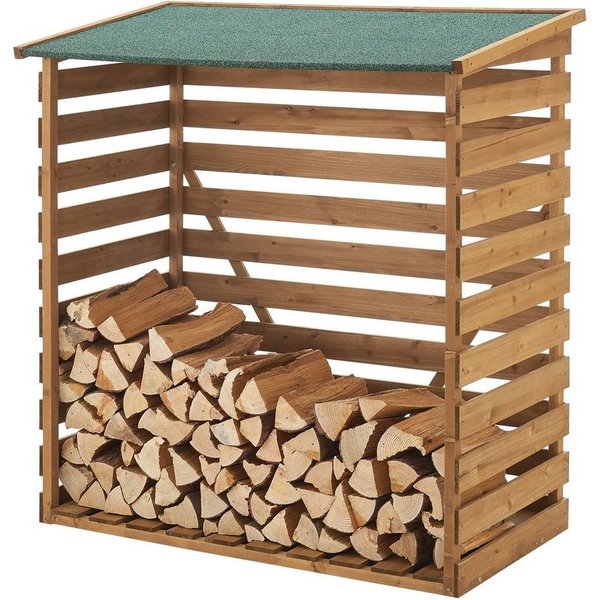 en.casa Kaminholzregal, BxTxH:116x64x123 cm, Brennholzunterstand aus Tannenholz 123x116x64cm Natur