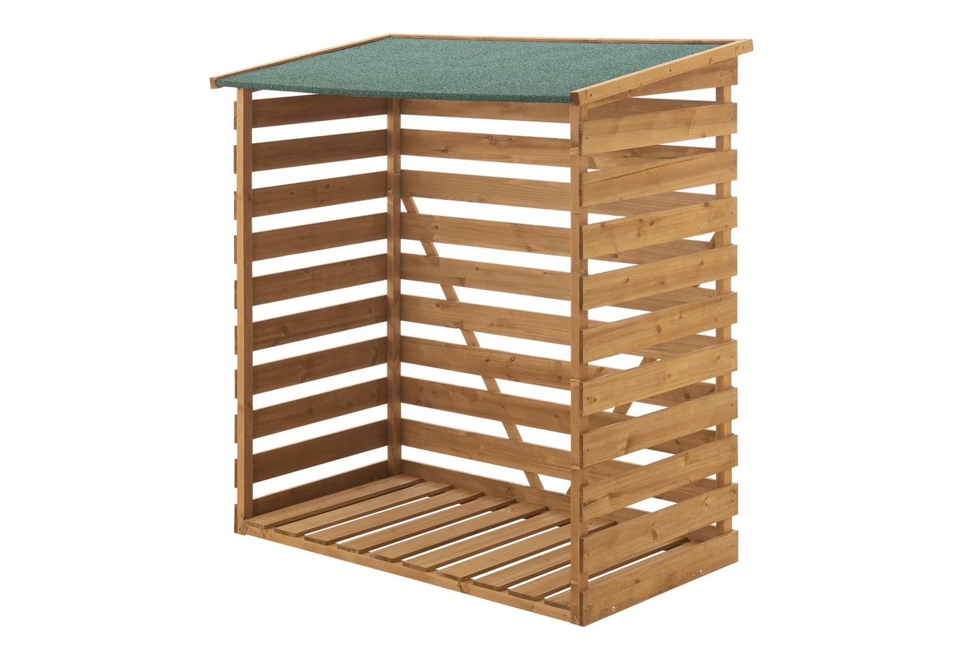 en.casa Kaminholzregal, BxTxH:116x64x123 cm, Brennholzunterstand aus Tannenholz 123x116x64cm Natur – Bild 2 von 5