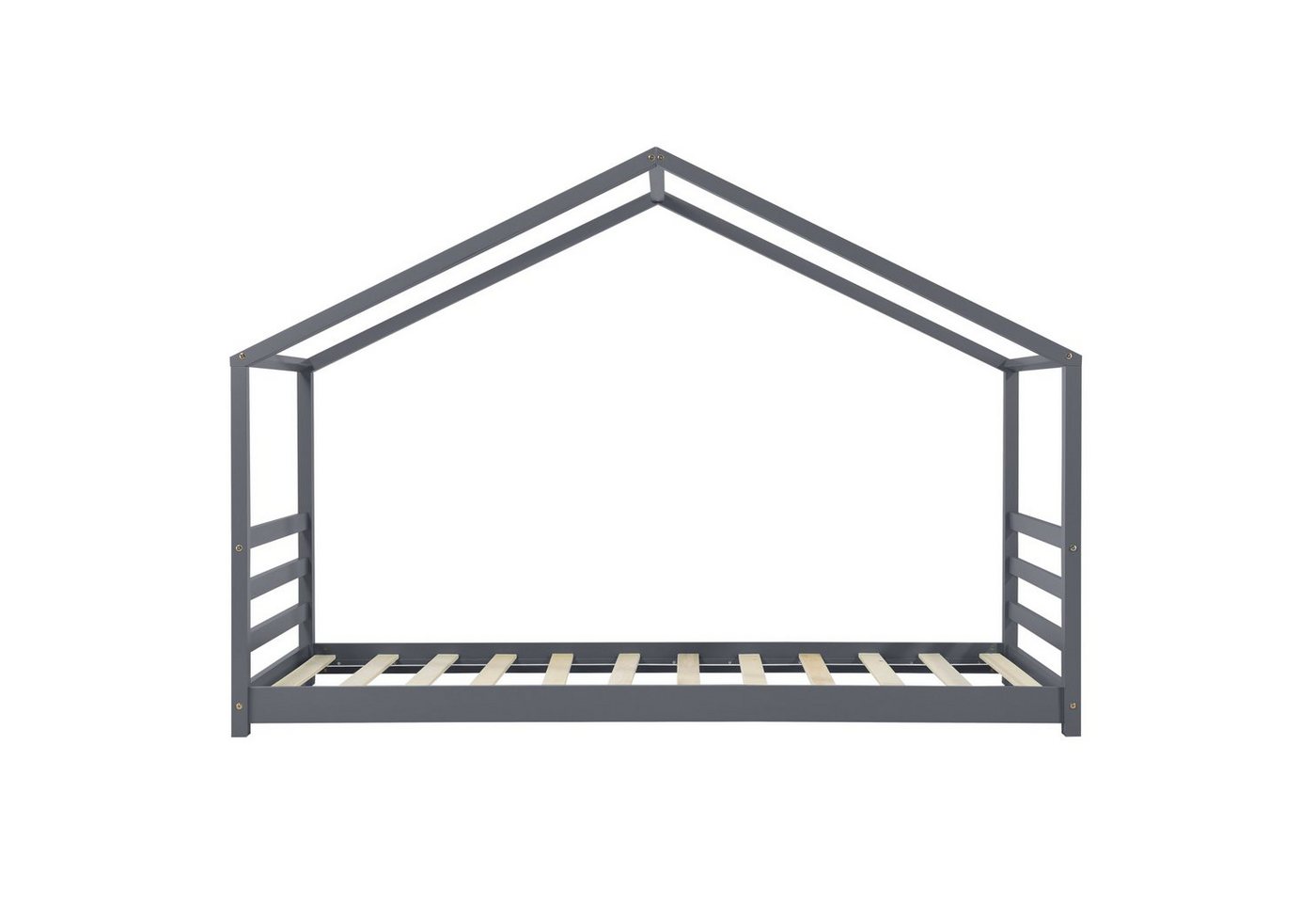 en.casa Kinderbett, »Vardø« Hausbett Jugendbett 90x200cm Kiefernholz dunkelgrau – Bild 5 von 5