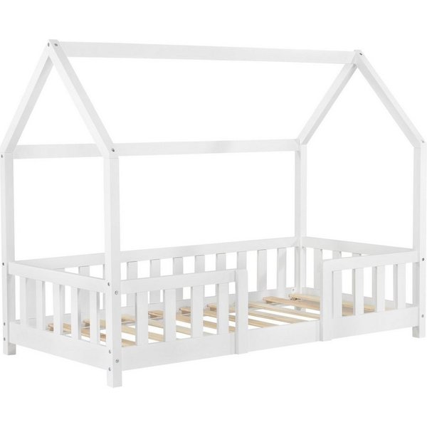 en.casa Kinderbett, »Sisimiut« Haus-Optik mit Rausfallschutz 70x140cm Weiß