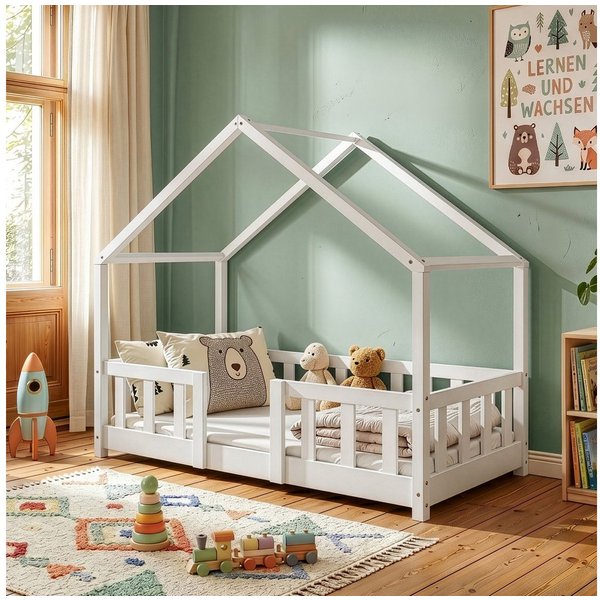 en.casa Kinderbett, »Treviolo« Haus-Optik Montessori 70x140 cm Weiß