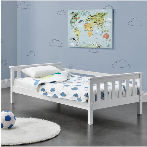 en.casa Kinderbett, »Nuuk« mit Stauraum 80x160 cm Kiefernholz Weiß
