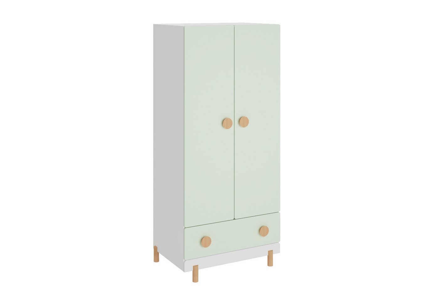 en.casa Kinderkleiderschrank »Vaarentaa« mit Schublade 126x60x41 cm Weiß/Mintgrün – Bild 2 von 5