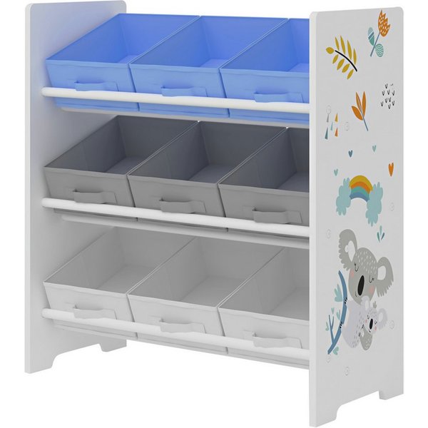 en.casa Kinderregal, »Boiro« Spielzeugregal mit 9 Boxen Koala-Motiv
