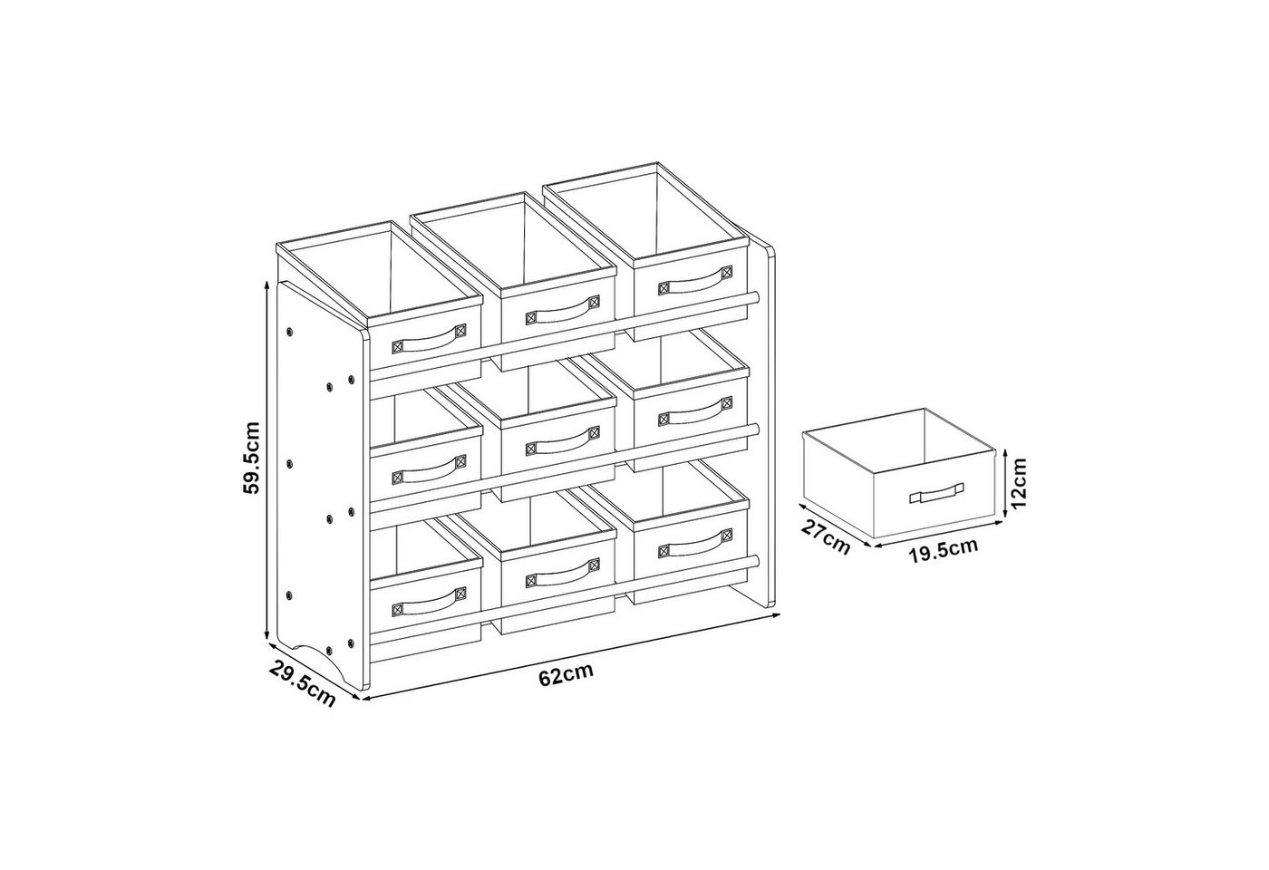 en.casa Kinderregal, »Boiro« Spielzeugregal mit 9 Boxen Koala-Motiv – Bild 4 von 5