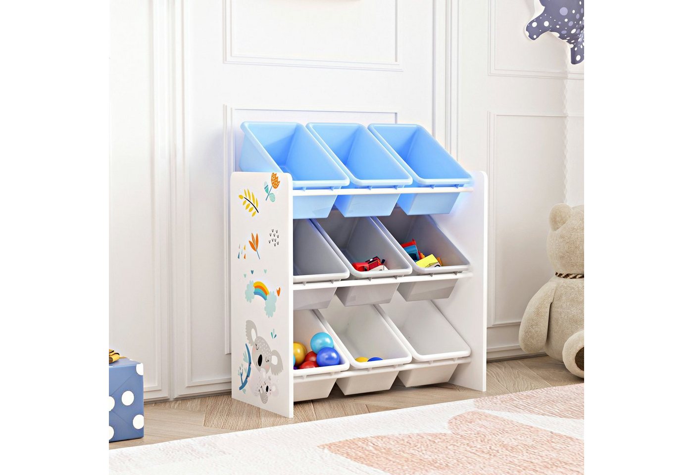 en.casa Kinderregal, »Muxía« mit 9 Ablagekisten Kolala-Motiv 60x62x26,5 cm – Bild 2 von 5