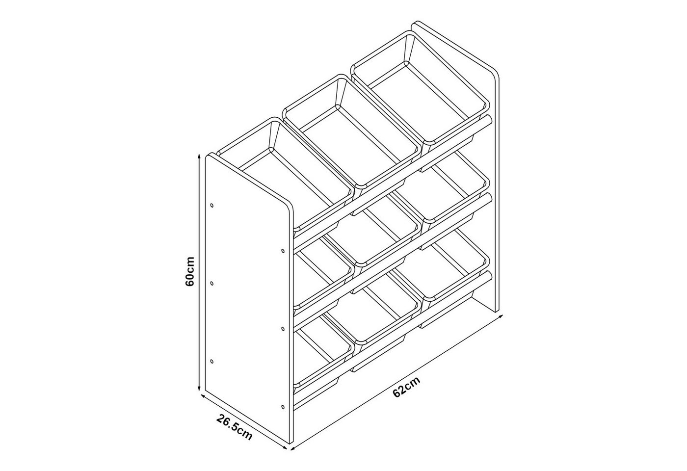 en.casa Kinderregal, »Muxía« mit 9 Ablagekisten Kolala-Motiv 60x62x26,5 cm – Bild 4 von 5