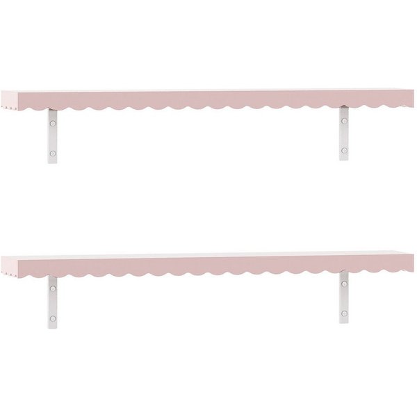 en.casa Kinderregal, Set 2-tlg., »Vestnes« Wellendesign 80 x 17 x 4 cm Cotton Candy