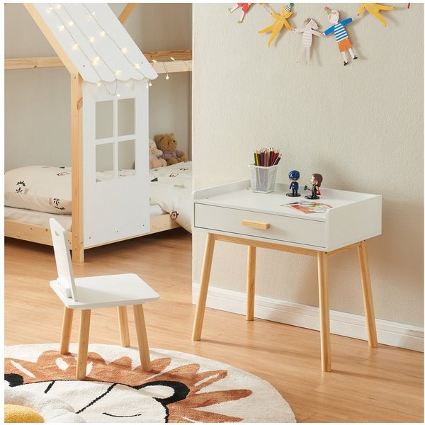 en.casa Kinderschreibtisch (2er Set), »Skjervøy« Holz/Weiß