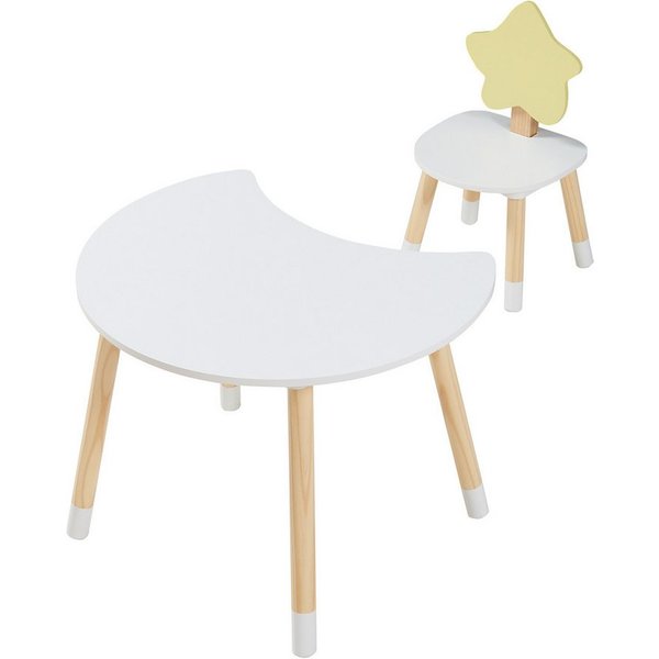 en.casa Kinderschreibtisch (Set, 2-St), mit Stuhl »Lallega« Kiefernholz + MDF Weiß