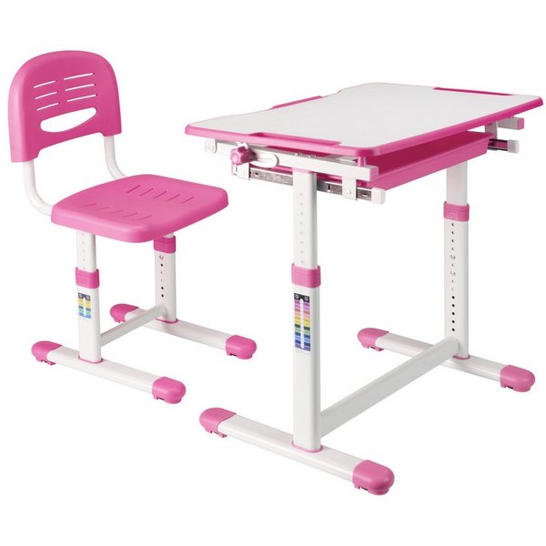 en.casa Kinderschreibtisch, Kinderschreibtischset »Sala« 2-tlg. Kindertisch mit Stuhl Pink