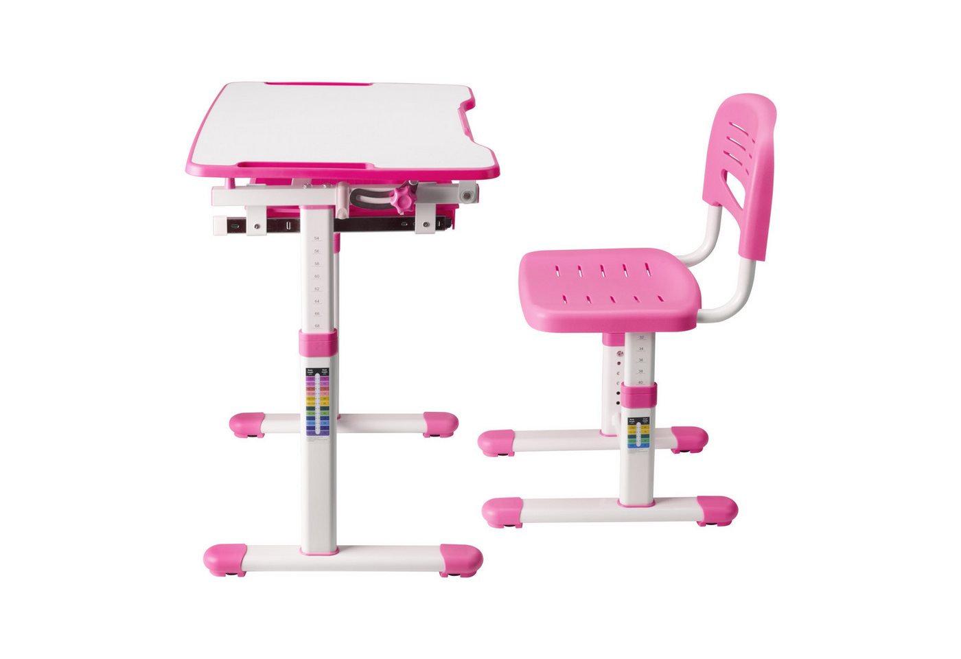 en.casa Kinderschreibtisch, Kinderschreibtischset »Sala« 2-tlg. Kindertisch mit Stuhl Pink – Bild 5 von 5