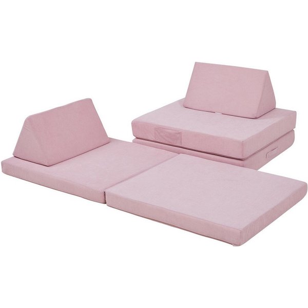 en.casa Kindersofa, 5 Teile, Spielsofa »Norhulta« Cord Rosa