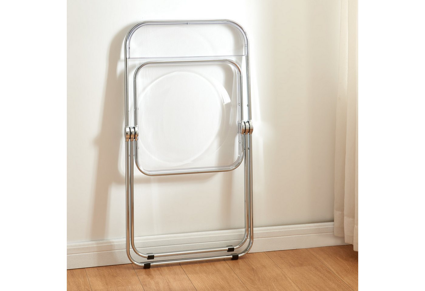 en.casa Klappstuhl (2 St), »Pornainen« Besucherstuhl Stahlgestell Transparent – Bild 3 von 5