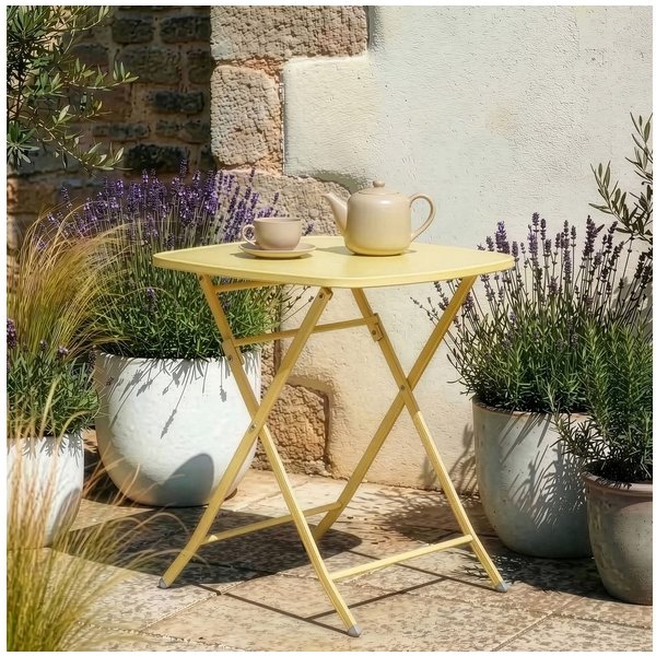 en.casa Klapptisch, »Sande« Stahl 71 x 70 x 70 cm Gelb