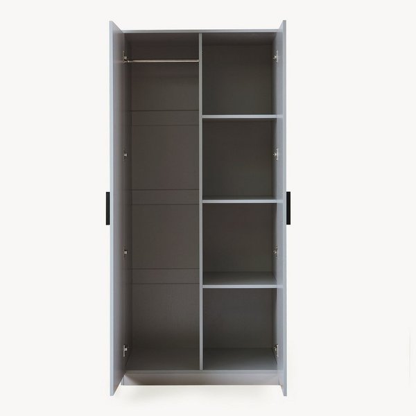 en.casa Kleiderschrank »Eiselfing« 2 Türen, 1 Stange, 4 Fächer 176x80x52 cm Grau