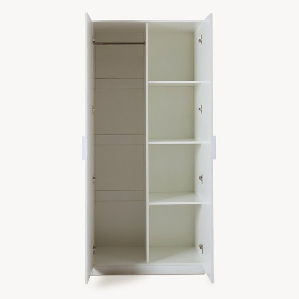 en.casa Kleiderschrank »Eiselfing« 2 Türen, 1 Stange, 4 Fächer 176x80x52 cm Weiß