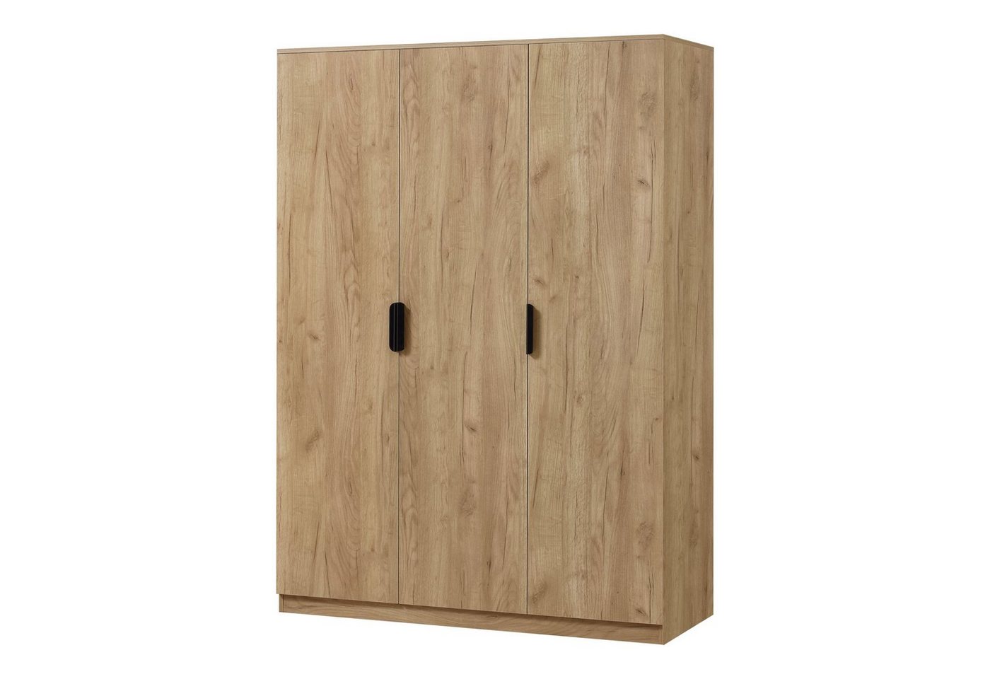 en.casa Kleiderschrank »Eiselfing« 3 Türen, 1 Stange, 4 Fächer 176x120x52 cm Eiche – Bild 4 von 5