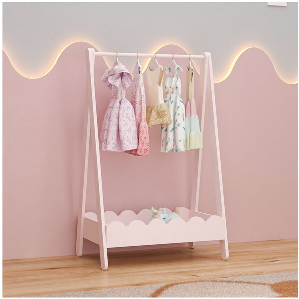 en.casa Kleiderständer, für Kinder »Vestnes« mit Kleiderstange 99x66x38 cm Cotton Candy