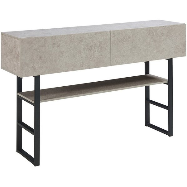 en.casa Konsolentisch, »Varberg« mit 2 Schubladen 75 x 120 x 30 cm Betonoptik, hell
