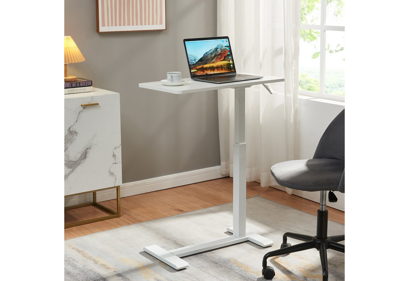 en.casa Laptoptisch, höhenverstellbar »Klirg« rollbar 66-92x68x36 cm Weiß – Bild 2 von 5