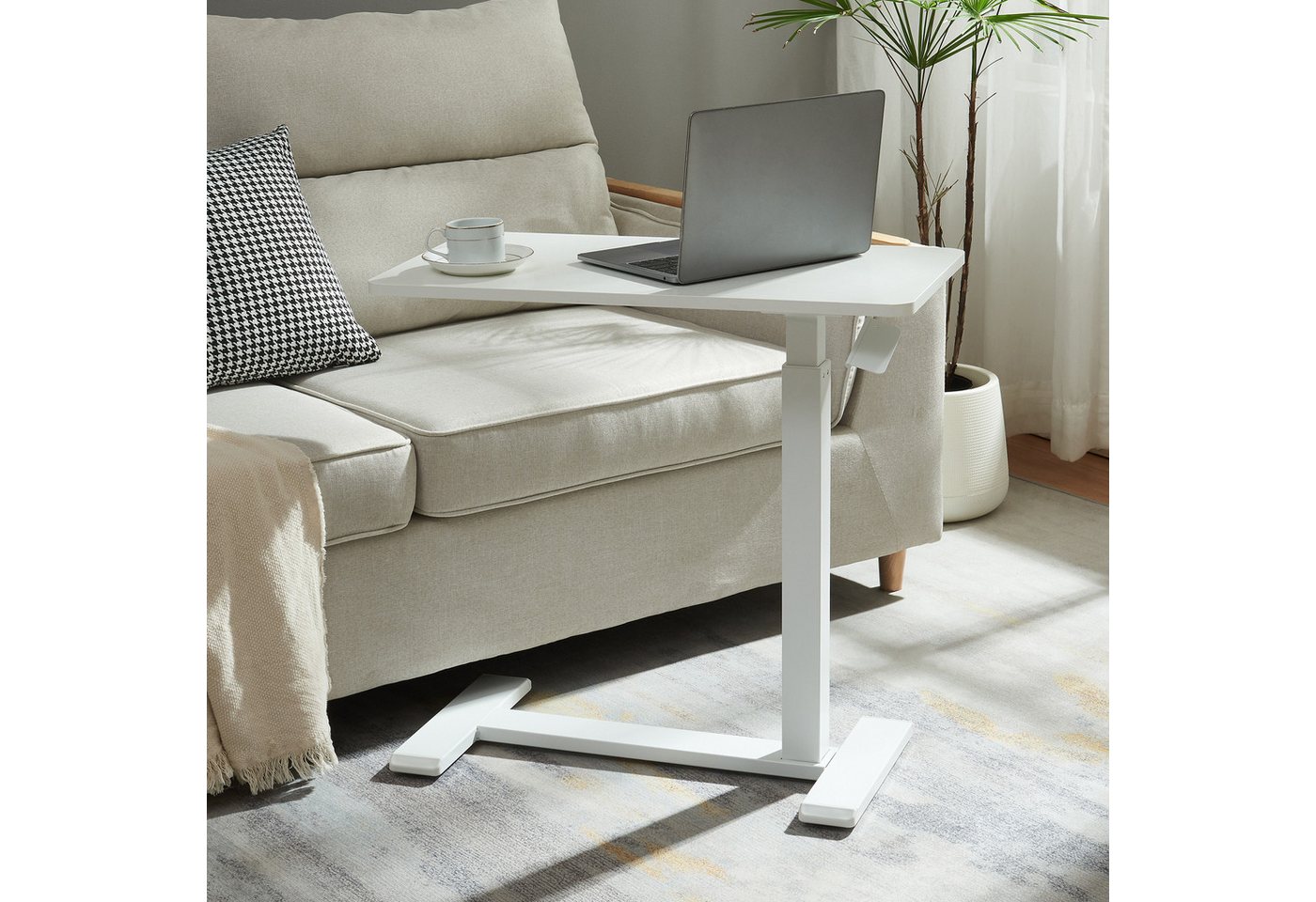 en.casa Laptoptisch, höhenverstellbar »Klirg« rollbar 66-92x68x36 cm Weiß – Bild 3 von 5