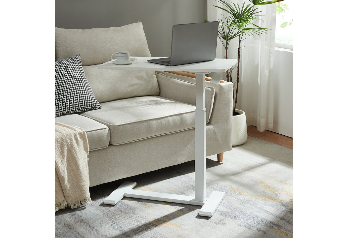en.casa Laptoptisch, höhenverstellbar »Klirg« rollbar 66-92x68x36 cm Weiß – Bild 4 von 5