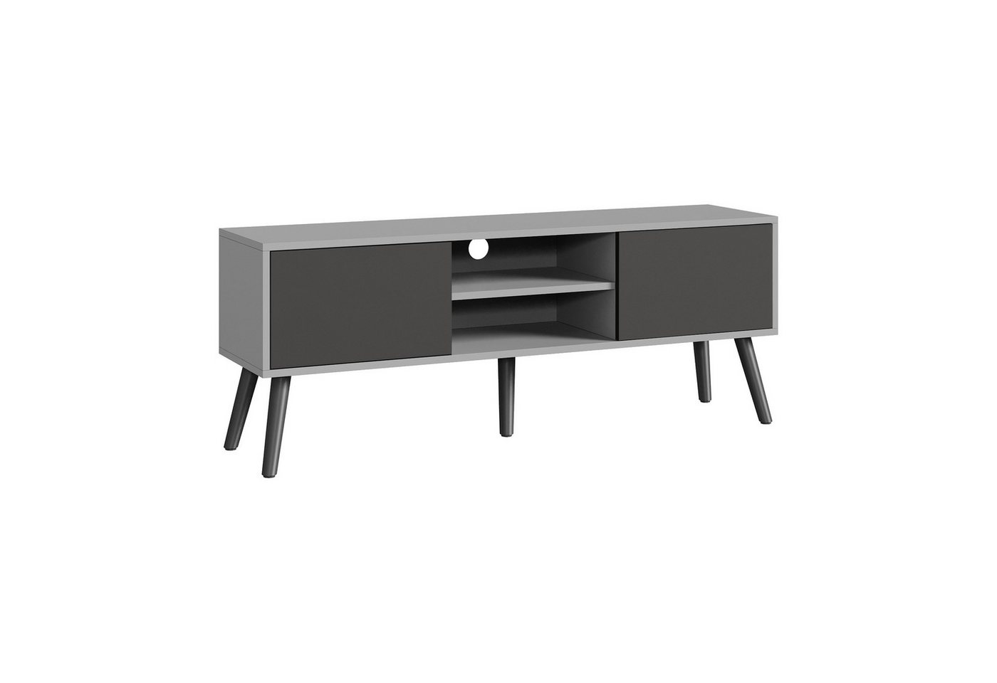 en.casa Lowboard, »Eskilstuna« Fernsehtisch 120x29,5x46,5cm Hellgrau / Schwarz – Bild 3 von 5