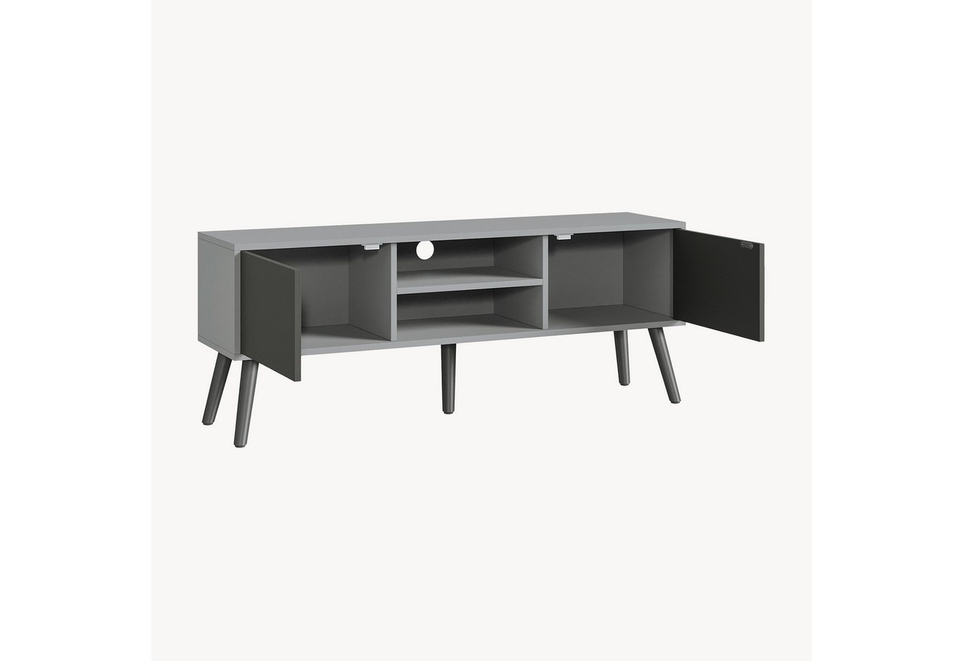 en.casa Lowboard, »Eskilstuna« Fernsehtisch 120x29,5x46,5cm Hellgrau / Schwarz – Bild 5 von 5