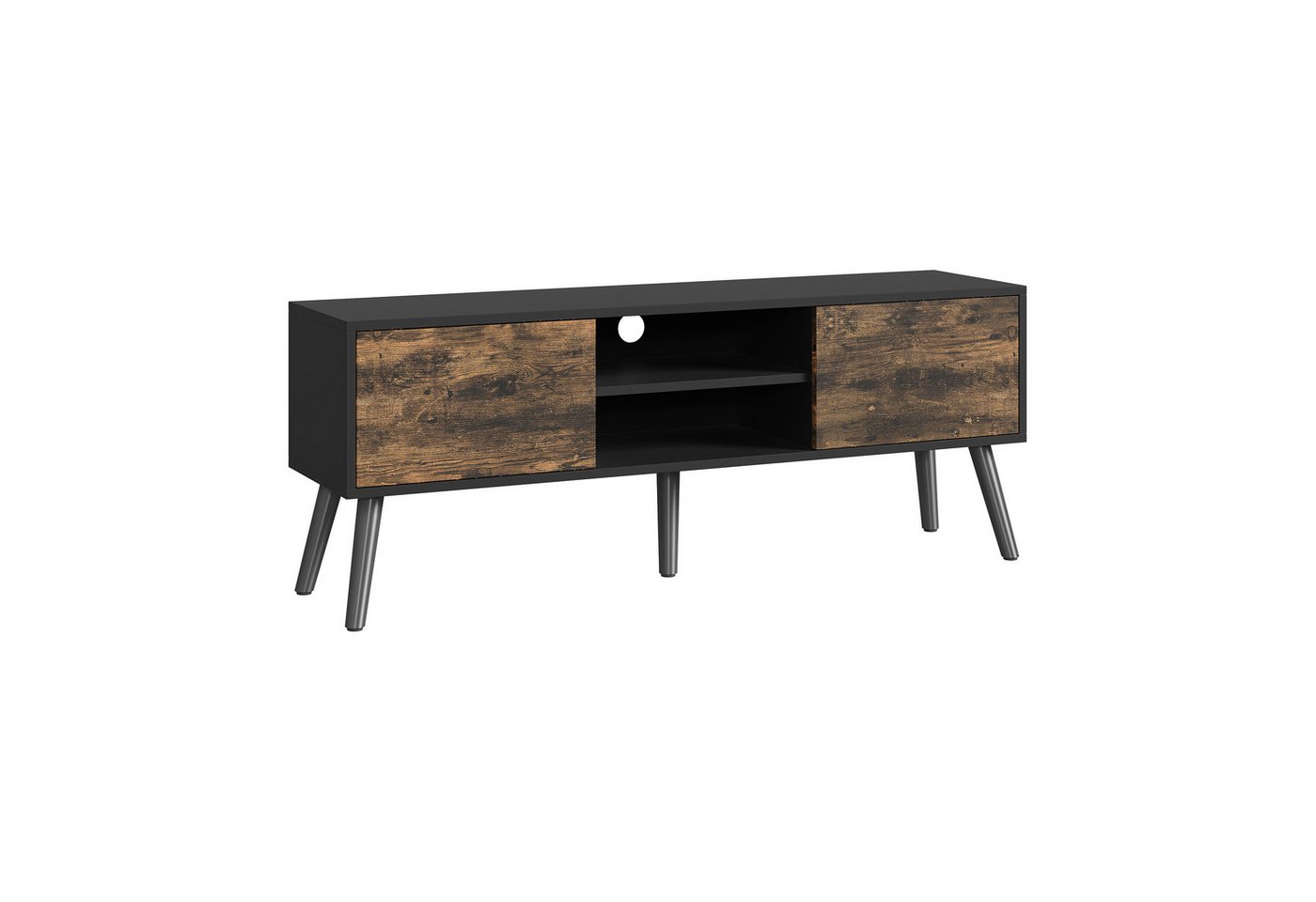 en.casa Lowboard, »Eskilstuna« Fernsehtisch 120x29,5x46,5cm Schwarz / Dunkler Holzton – Bild 3 von 5