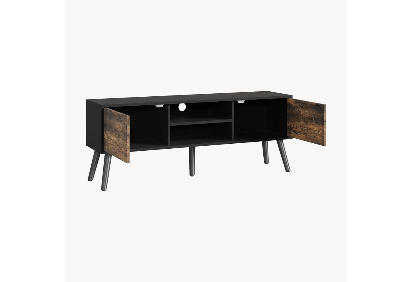 en.casa Lowboard, »Eskilstuna« Fernsehtisch 120x29,5x46,5cm Schwarz / Dunkler Holzton – Bild 5 von 5