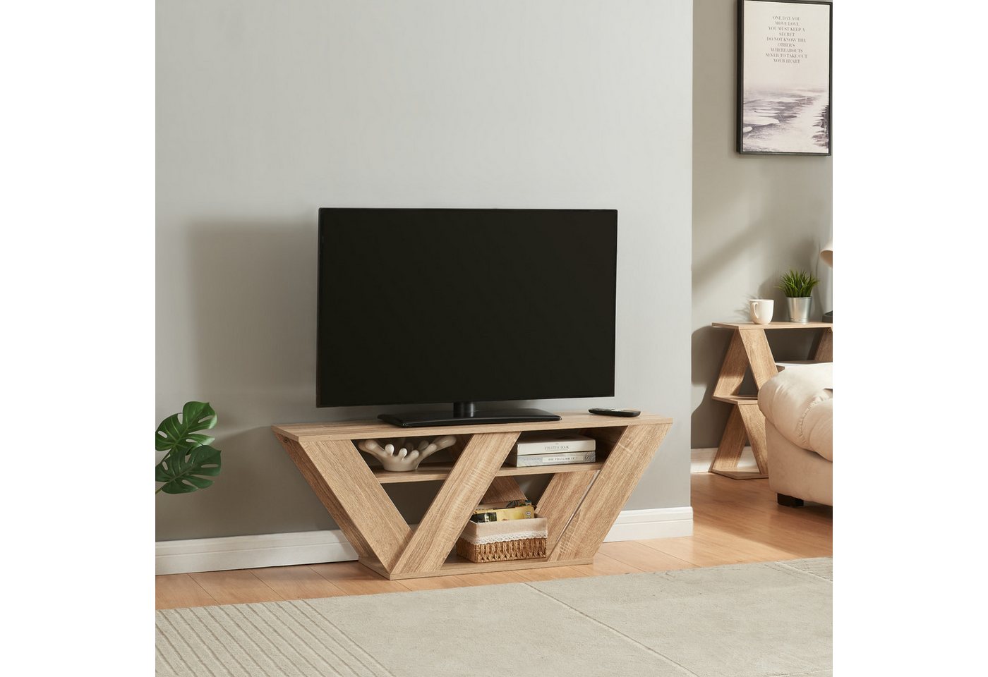 en.casa Lowboard, »Nome« Fernsehtisch 110x30x40cm Eicheoptik – Bild 2 von 5