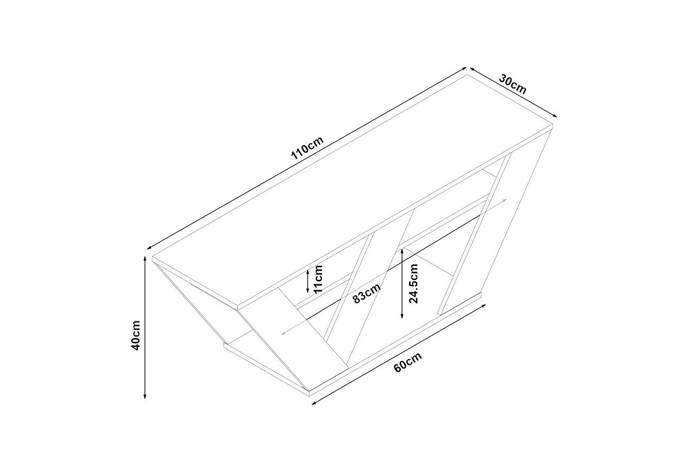 en.casa Lowboard, »Nome« Fernsehtisch 110x30x40cm Eicheoptik – Bild 3 von 5