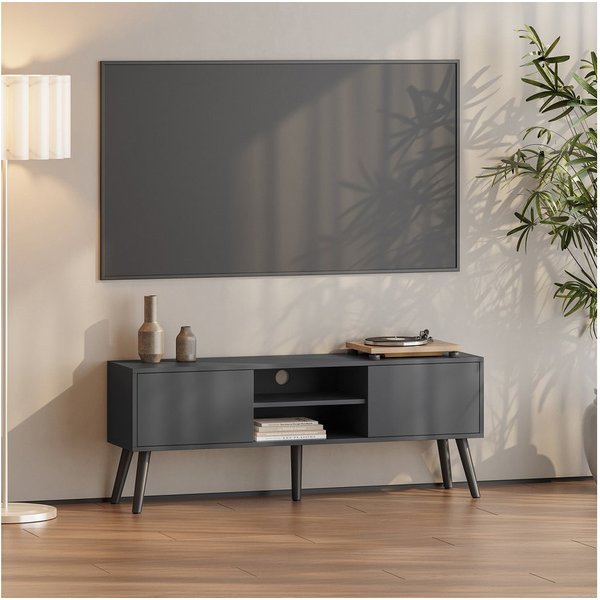 en.casa Lowboard, »Eskilstuna« Fernsehtisch 120x29,5x46,5cm Dunkelgrau