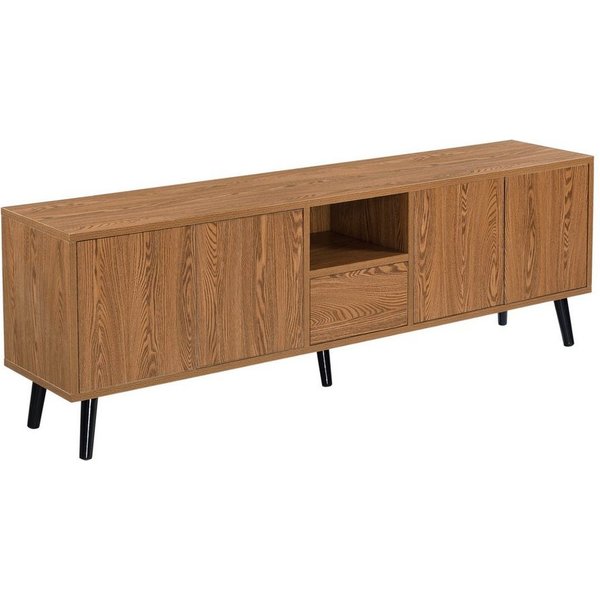en.casa Lowboard, Hedemora TV Lowboard fünf Türen 140 x 30 x 45,5 cm Dunkler Holzton