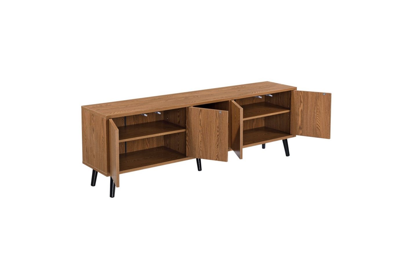 en.casa Lowboard, Hedemora TV Lowboard fünf Türen 140 x 30 x 45,5 cm Dunkler Holzton – Bild 3 von 5