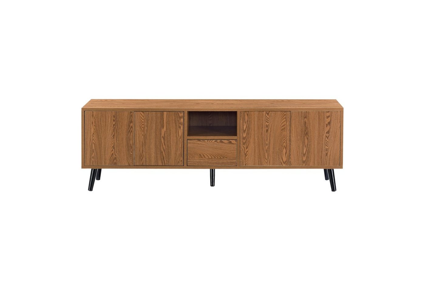 en.casa Lowboard, Hedemora TV Lowboard fünf Türen 140 x 30 x 45,5 cm Dunkler Holzton – Bild 5 von 5