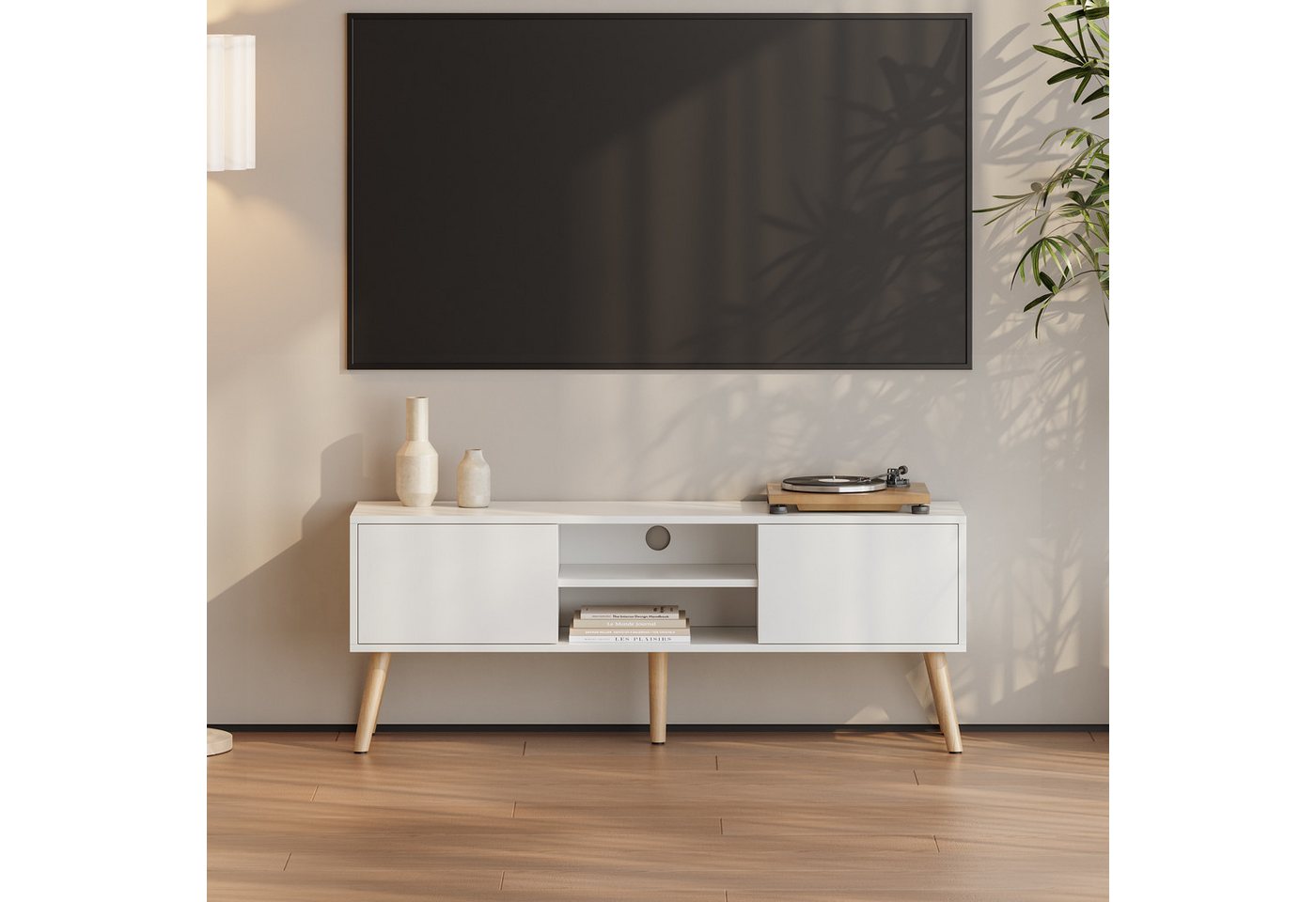 en.casa Lowboard, »Eskilstuna« Fernsehtisch 120x29,5x46,5cm Weiß – Bild 2 von 5