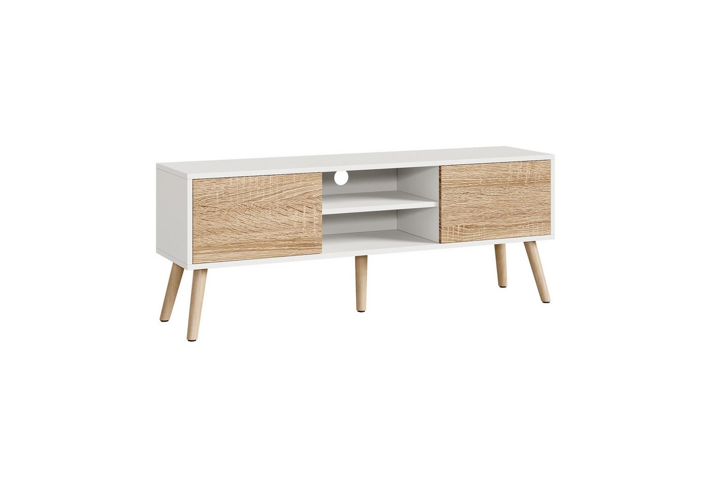 en.casa Lowboard, »Eskilstuna« Fernsehtisch 120x29,5x46,5cm Weiß / Eiche – Bild 3 von 5