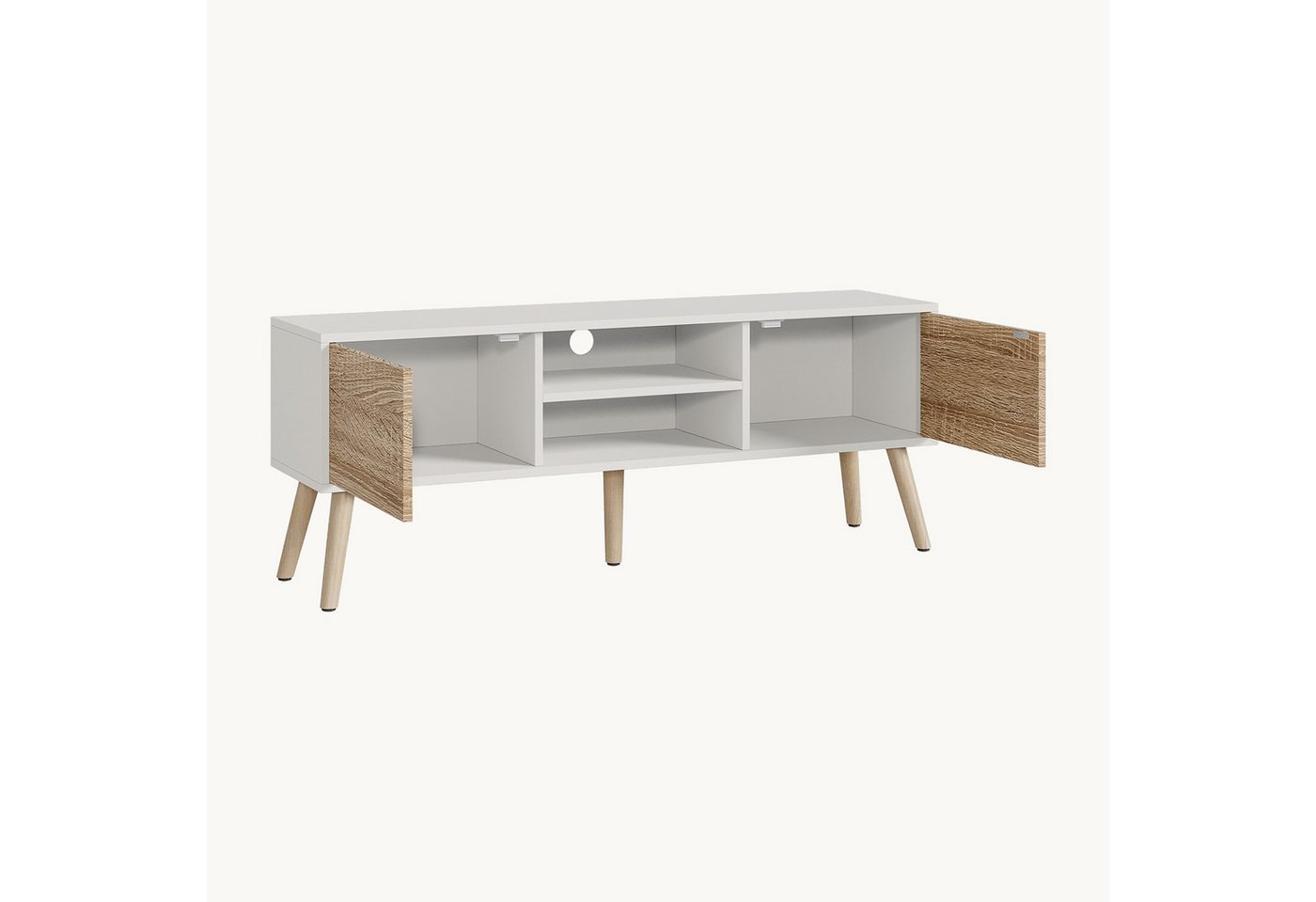 en.casa Lowboard, »Eskilstuna« Fernsehtisch 120x29,5x46,5cm Weiß / Eiche – Bild 5 von 5