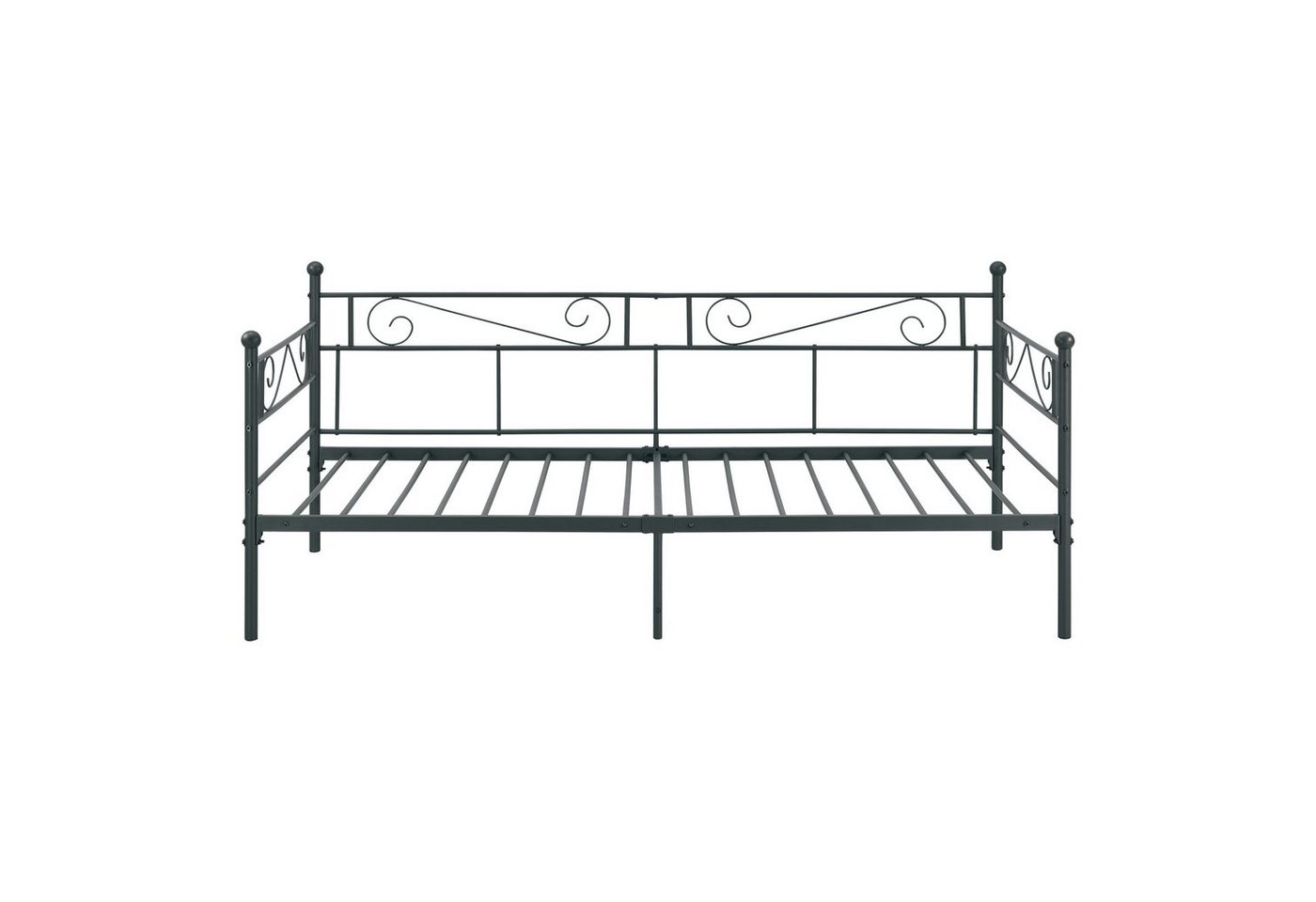 en.casa Metallbett, »Kerava« Bettsofa mit Lattenrost Tagesbett 90x200cm Stahl Schwarz – Bild 4 von 5