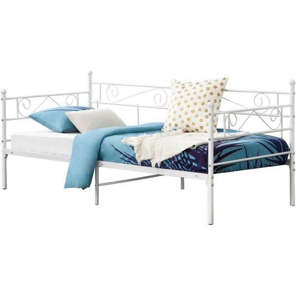 en.casa Metallbett, »Kerava« mit Lattenrost 90x200cm Weiß