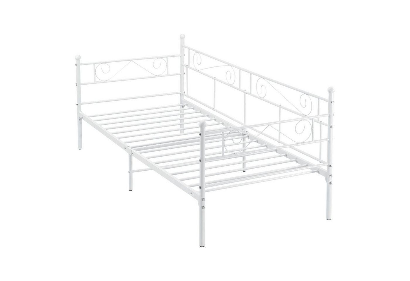 en.casa Metallbett, »Kerava« mit Lattenrost 90x200cm Weiß – Bild 2 von 5