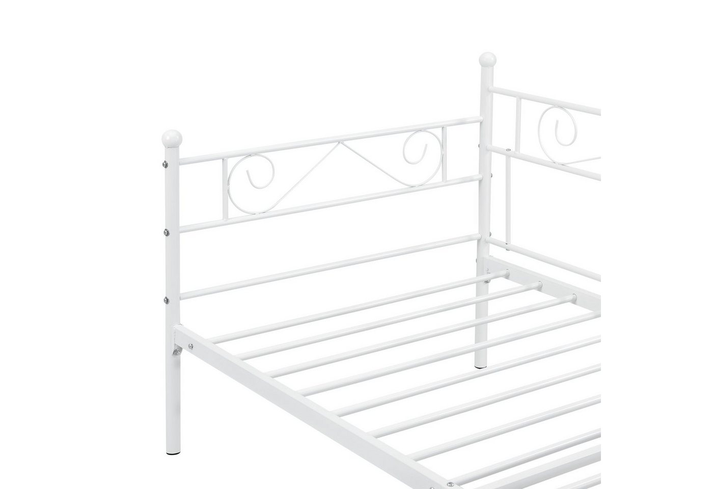 en.casa Metallbett, »Kerava« mit Lattenrost 90x200cm Weiß – Bild 5 von 5