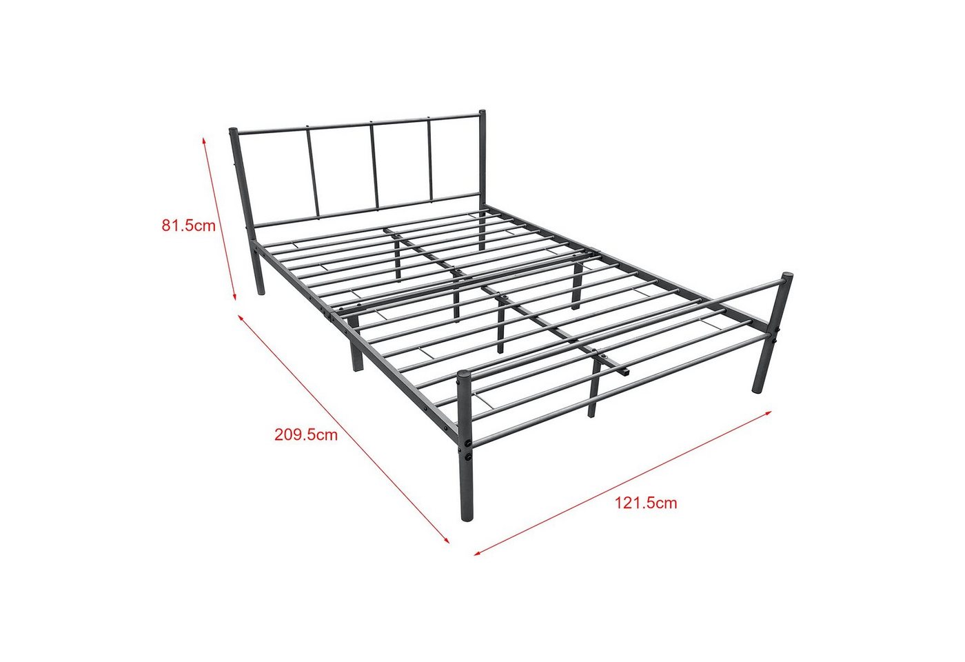 en.casa Metallbett, »Laos« Bettgestell Stahlrahmen 120x200 cm Dunkelgrau, matt – Bild 3 von 5