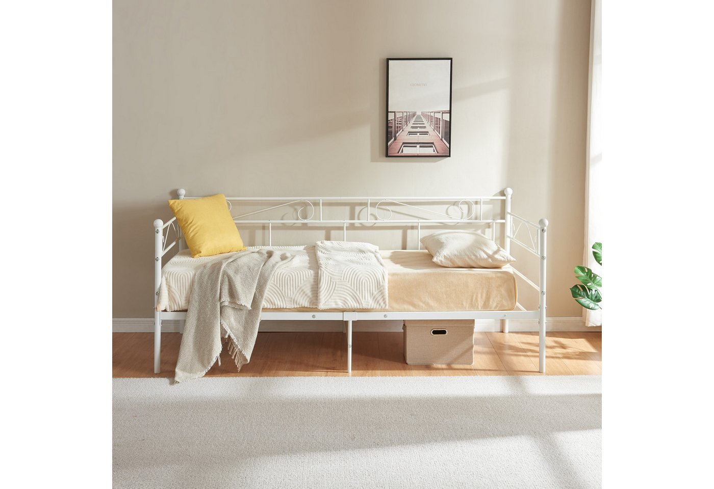 en.casa Metallbett, »Trerunta« Bettgestell 180 x 200 cm Stahl Weiß – Bild 3 von 5