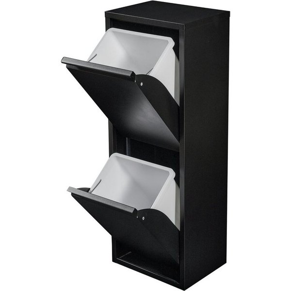 en.casa Mülltrennsystem, »Sollentuna« mit 2 Kippfächern Metall 2 x 14 L Eimer Schwarz