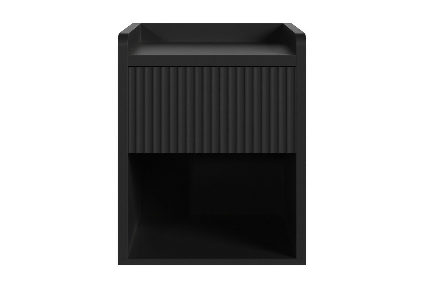 en.casa Nachttisch (1-St), »Nand« 1 Schublade 1 offenes Fach 55 x 45 x 39 cm Schwarz – Bild 2 von 5