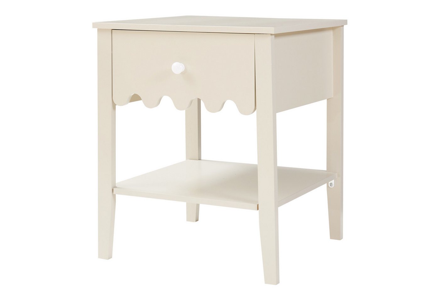 en.casa Nachttisch, »Luspoo« mit Schublade 50 x 40 x 40 cm Cremeweiß – Bild 3 von 5